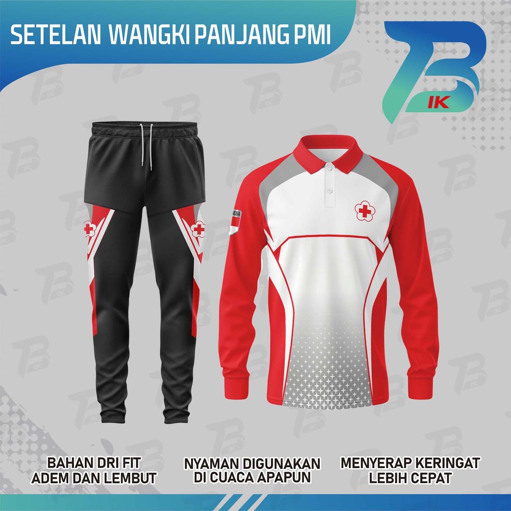 STELAN JERSEY WANGKI PANJANG PMI / KAOS KERAH PMI / TRAINING OLAHRAGA SPORTY / JERSEY POLO PANJANG P