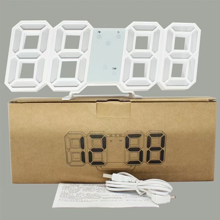 J5414 Jam Dekorasi / Jam Dinding Digital /   Jam Alarm / Jam Unik / 3D Clock / Jam Meja LED 3D
