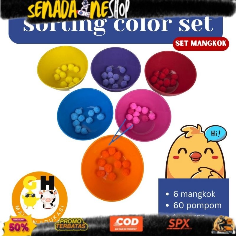NEW READY Sorting Color Set Pompom Pom Pom Bulu Mainan Edukasi Montessori GHEduPlay PUSAT GROSIR