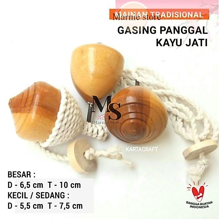 Gasing Panggal Kayu Jati Mainan Tradisional