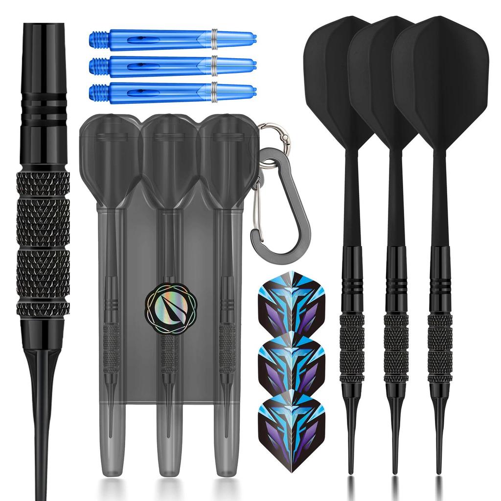 Huanqu 3Piece Professional Soft Dart Set, Decated for Electronic Dart Boards, NonSlip Iron Dart Shaf