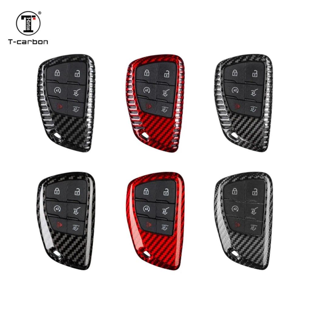Tcarbon Carbon Fiber Car Key Case Cover For GMC Yukon Denali Sierra Chevrolet Chevy 20212024 Key Cov