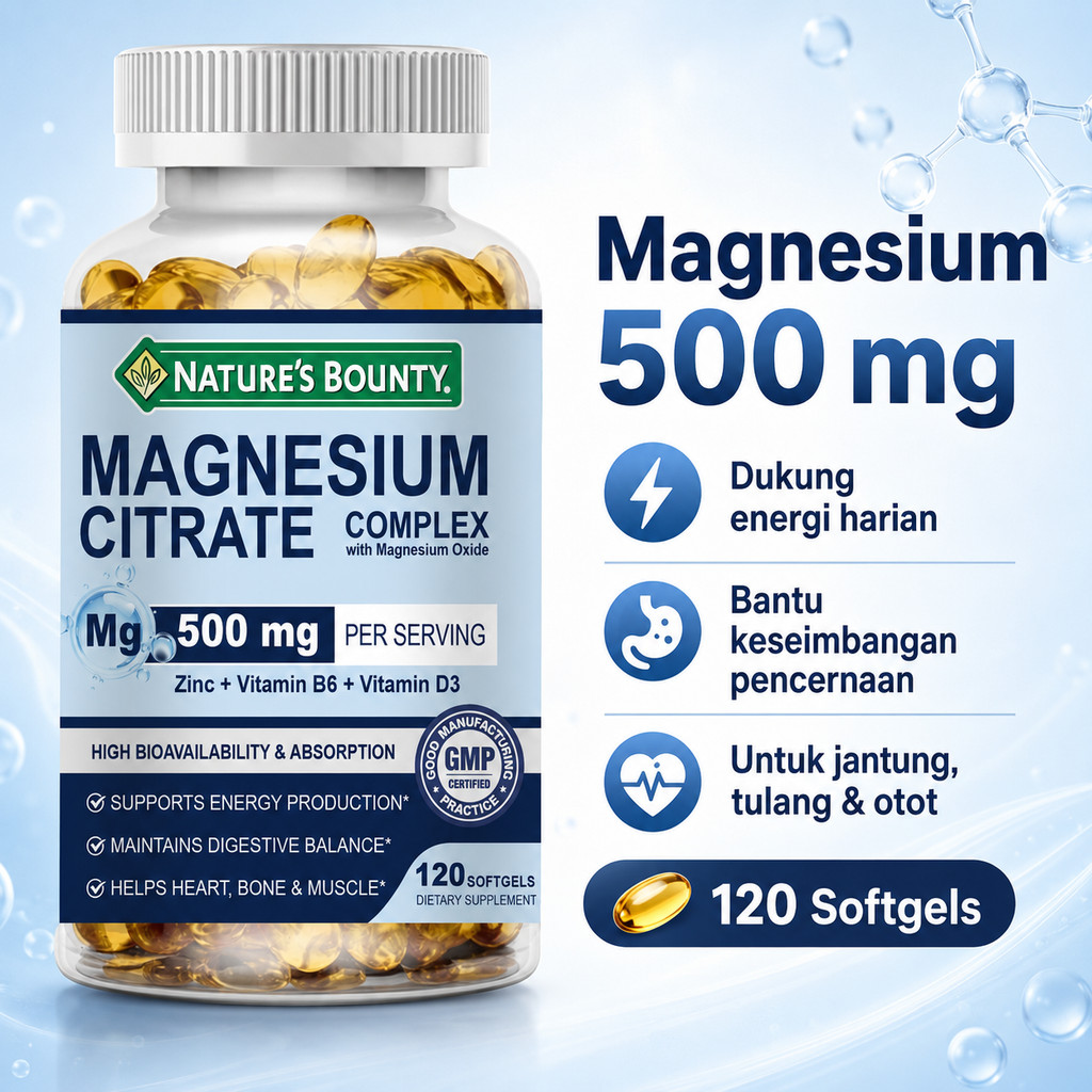 Magnesium Citrate Complex Softgels Magnesium Citrate, Magnesium Oxide Suplemen Magnesium Complex men