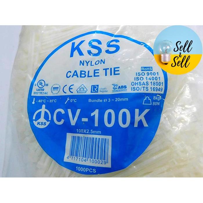 Cable Ties KSS CV-100 /Kabel Ties KSS CV100 (Hitam/Putih) isi 1000 Pcs - Putih