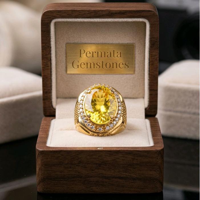 Cincin Batu Permata Natural Kuning Yakut Cutting - 6
