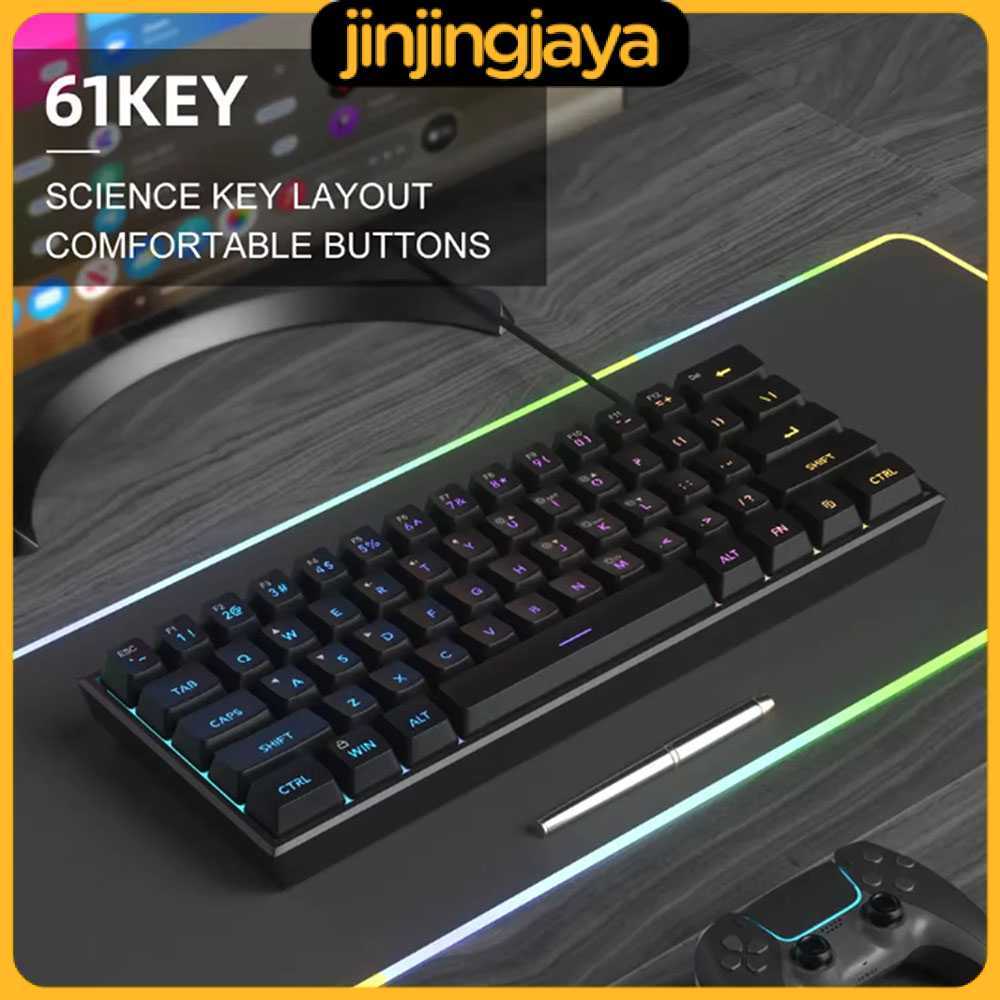 Keyboard Gaming RGB Mechanical Red Switch Wired 61 Keys - MK-61