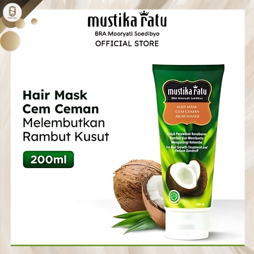 QEILA - Mustika Ratu 2 in 1 Hair Mask & Creambath Cem Ceman Akar Wangi | Netto 200 mL | Perawatan Ke