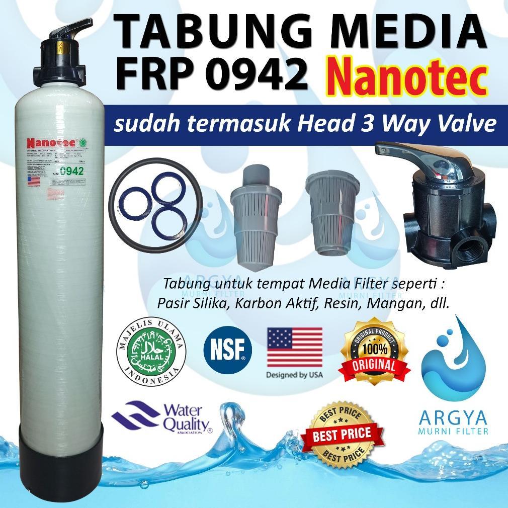 Paket Filter Air Tanah Atau Sumur 1 Tabung Media Frp Nanotec 1054 + Head 3 Way Valve + Ps + Ka + Mgs