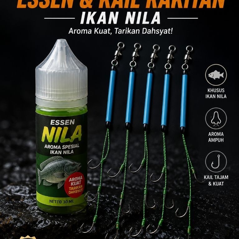 Rangkaian Kail Pancing 3 Mata Kail - Anti Boncos, Mudah Dipasang