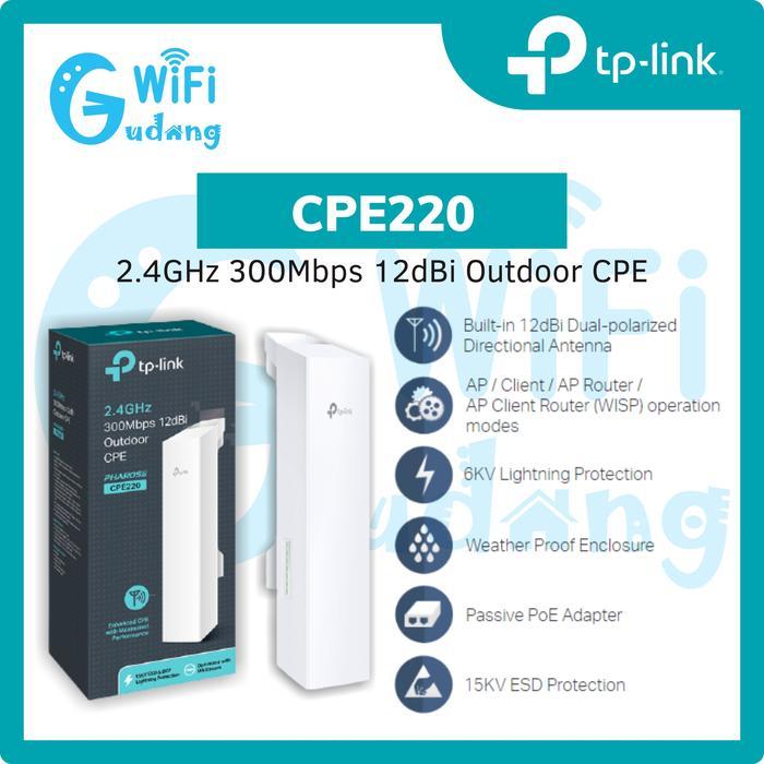 Access Point Outdoor TP-LINK 2.4GHz 300Mbps CPE220 / CPE 220 / CPE-220