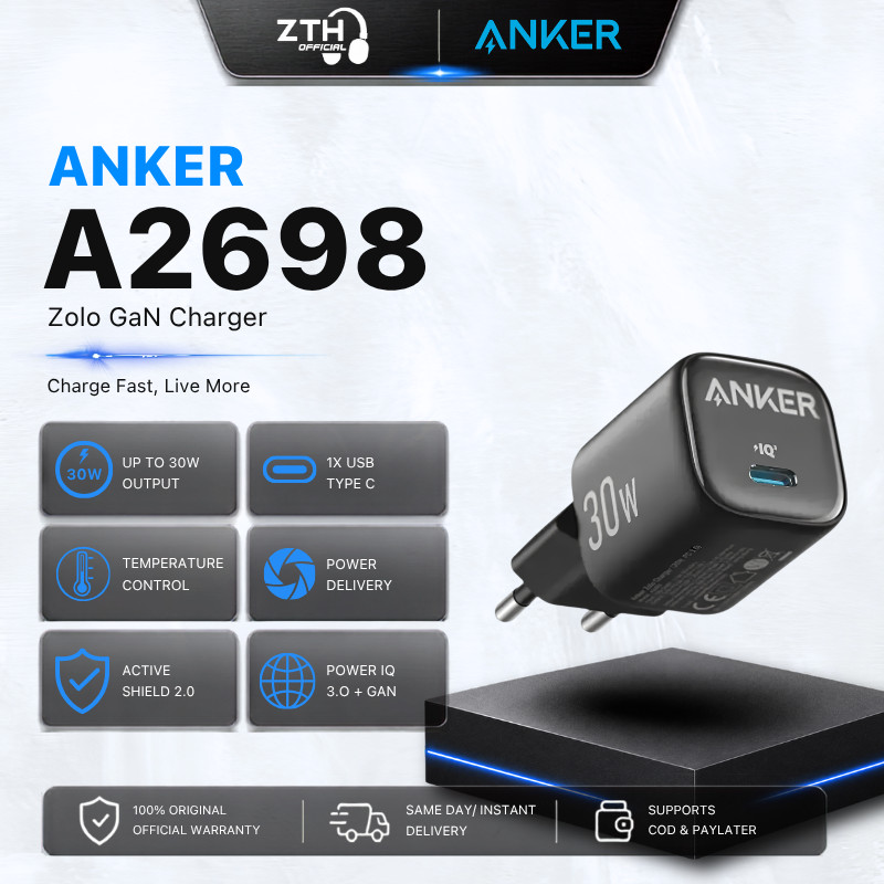 Anker Zolo Mini Gan Charger Fast Charging 30W PD PPS USB Type C - A2698