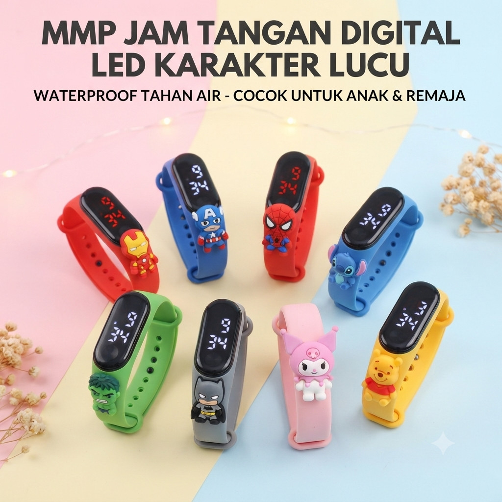 MMP Jam Tangan Digital Elektronik Tahan Air Led Rubber IP67