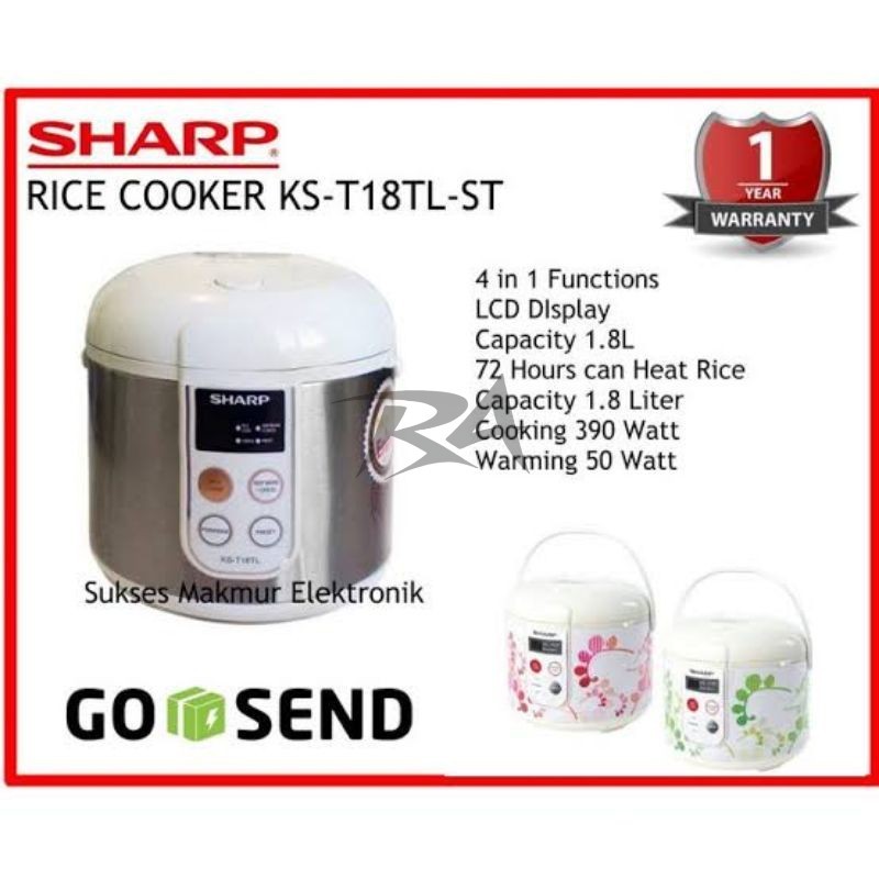 III SHARP KS T18TL KST18TL MAGIC COM RICE COOKER DIGITAL 4 IN 1 1,8 1.8 LITER ANTI LENGKET GORES GAR