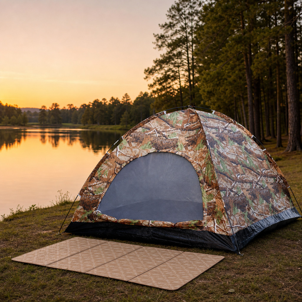 Tenda Camping Gunung JY-50 Camo Waterproof 4-5 Orang Dome Frame Fiber Outdoor Piknik Loreng