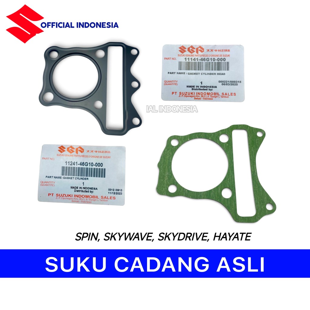 SGP Gasket Paking Blok Atas Bawah Suzuki Spin Skywave Skydrive Hayate Original 11141-46G10 / 11241-4