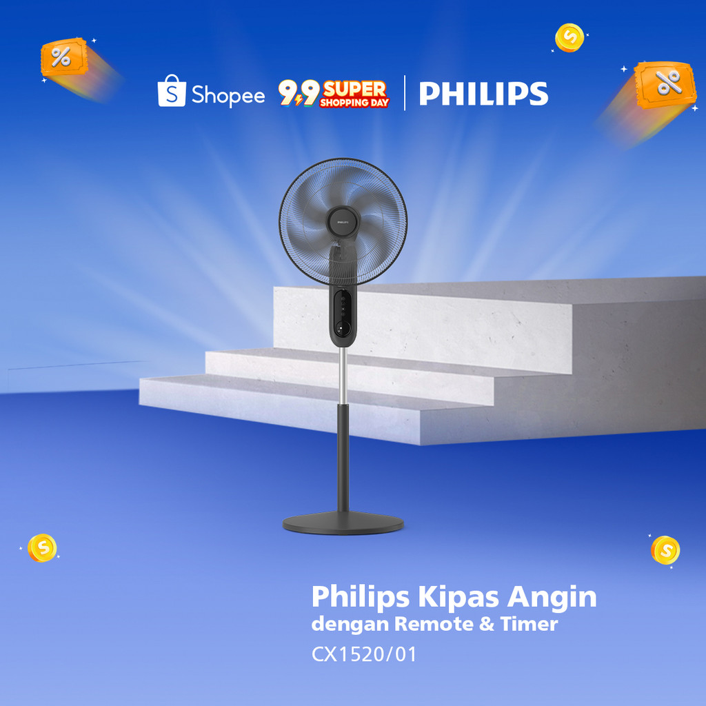 Terbaru Kipas Angin Philips Hitam CX1520/01 - Paling Canggih dengan Remote & Timer, Digital Display 