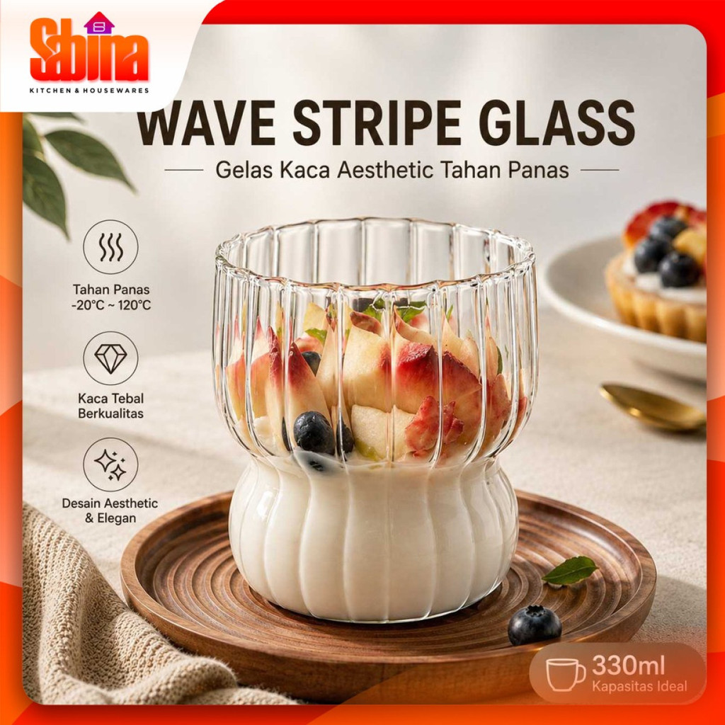 Gelas Kaca Unik Cangkir Puding Cup Breakfast Crystal Glass Cup 260ml