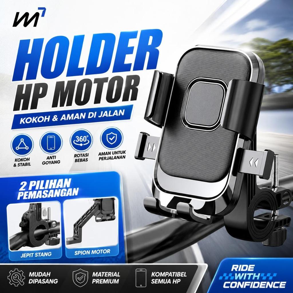 Holder HP Motor Universal Penyangga Penjepit HP Stang Motor Anti Goyang Holder Untuk Stang Motor Sep
