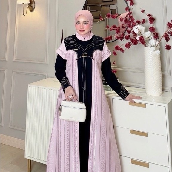 Abaya Turki Mahalini Dress Hitam Jetblack Mewah