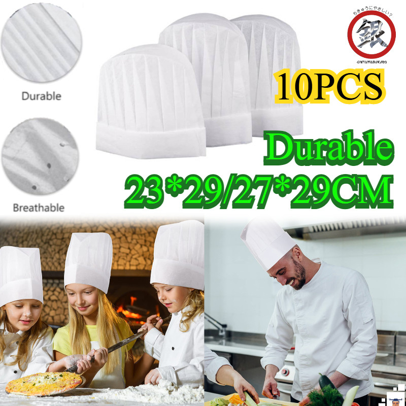 10 PCS/Set Topi Masak Disposable Durable/ 23/29CM Topi Koki Kertas Viscose Breathable Durable/ Topi 