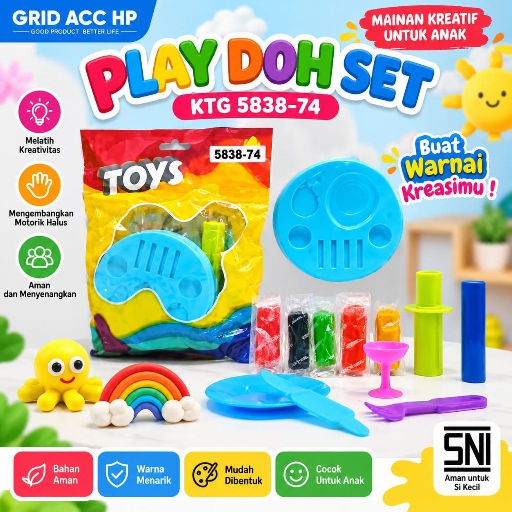 MAINAN ANAK PLAY DOH SET KTG 5838-74 /PLAY DOH KREATIF SET LENGKAP