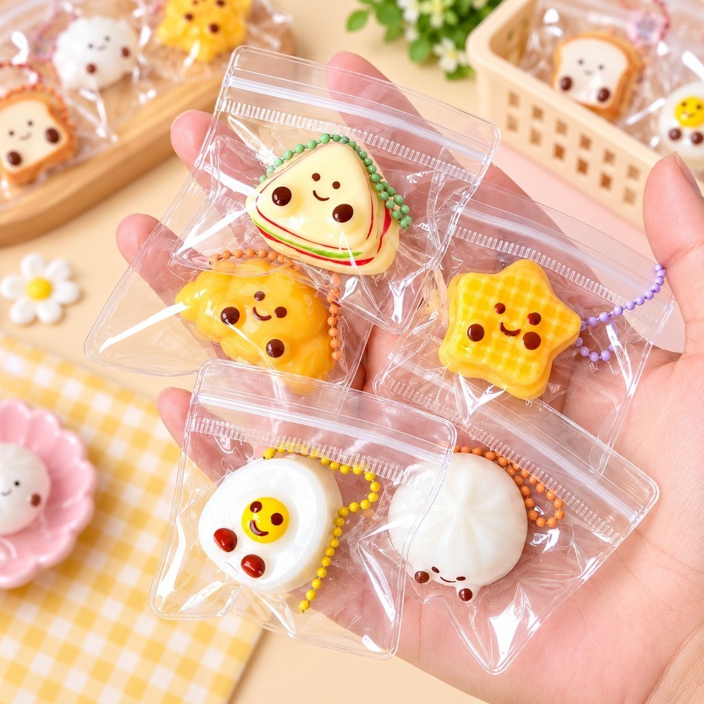TB Gantungan Kunci Karakter Makanan Ganci Tas Squishy Mainan Anak Souvenir Koleksi Hadiah A-GK140