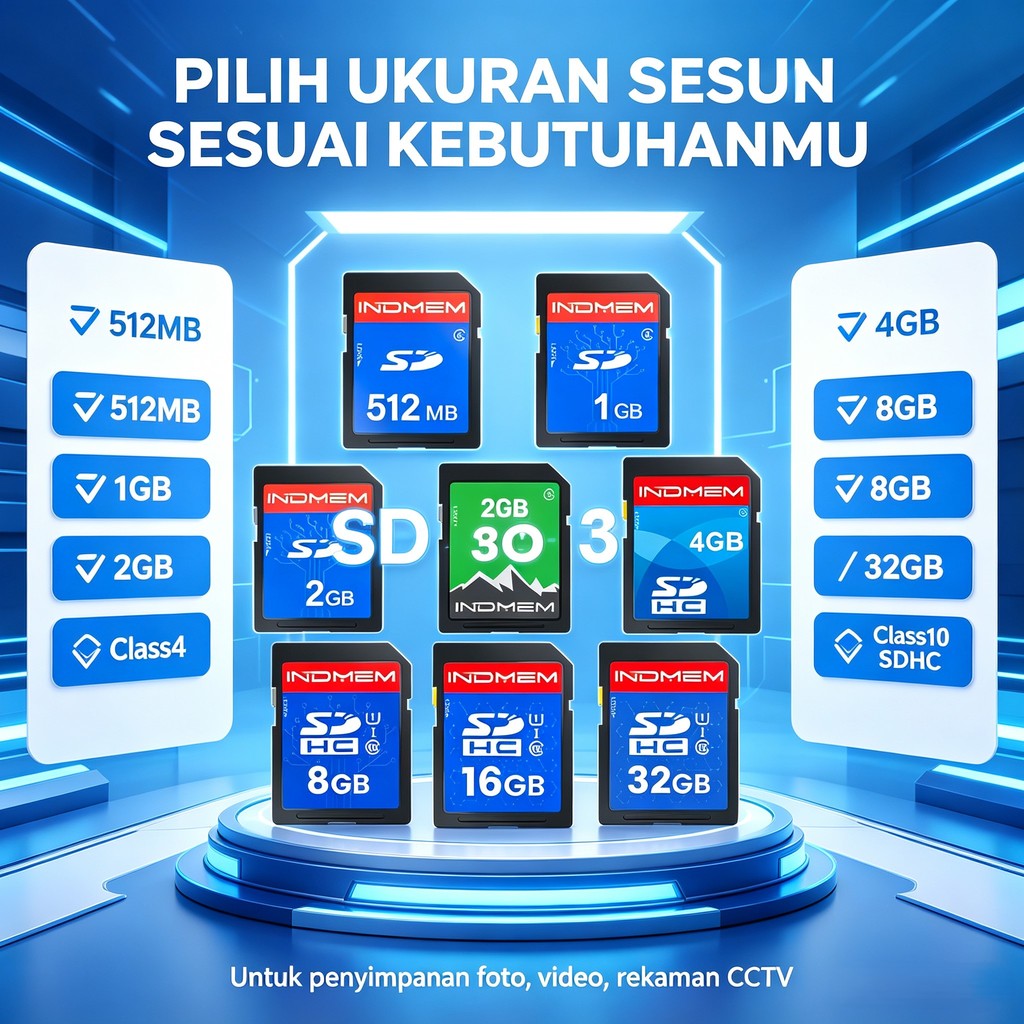 INDMEM Micro SD 512MB 1GB 2GB 4GB 8GB 16GB 32GB Kartu Memori Baru Garansi Resmi Kompatibel Kamera So