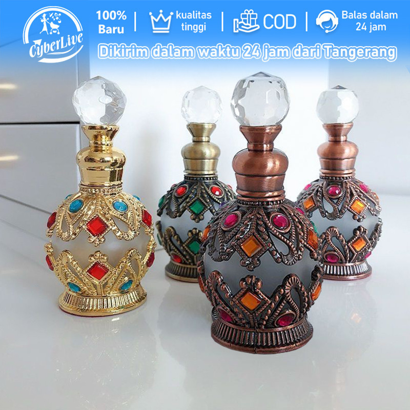(READY STOK) 15ml Botol Parfum Arab Antik Botol Parfum Kosong Bahan Metal Gaya Arab Refillable (TERL