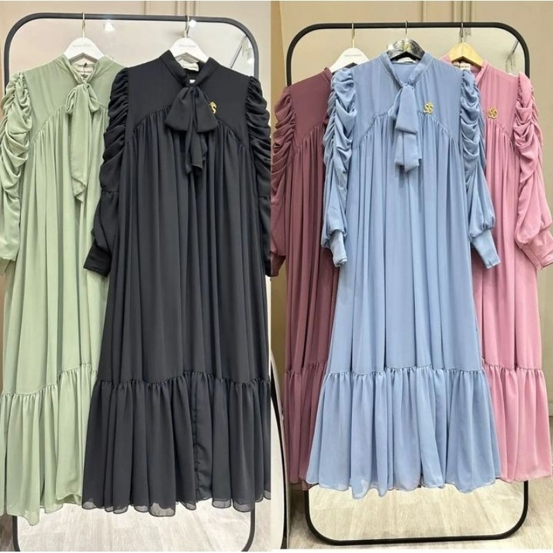 PROMO Gamis Ceruty Lesti Jumbo Adem Resleting Depan