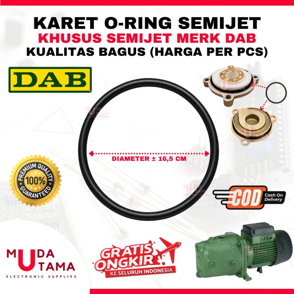 SEAL O-RING IMPELLER SEMIJET DAB - KARET SEAL POMPA SEMIJET DAB - SIL DAB SPAREPART - SEAL ORING SEM