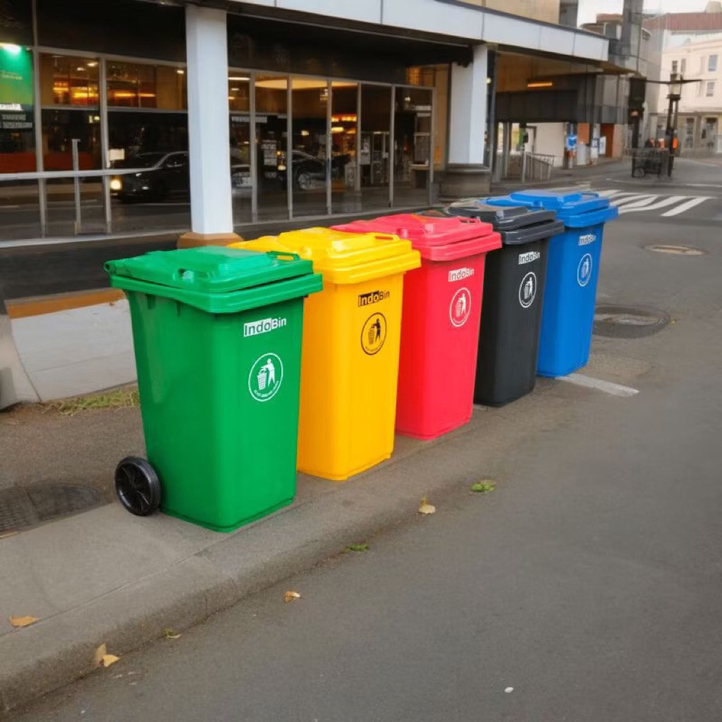 Tempat sampah besar Roda / Tong sampah besar roda uk 100 Liter