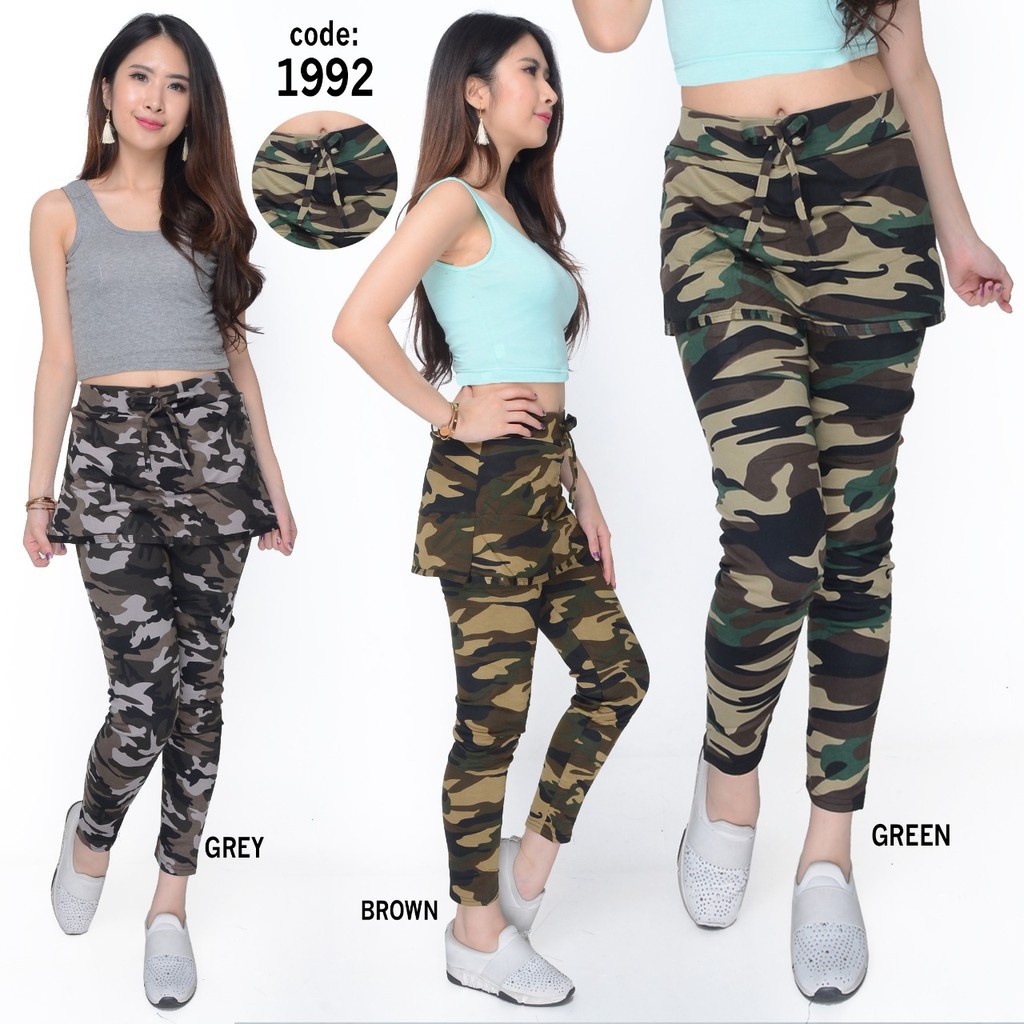 celana senam rok army/celana senam loreng army bahan spandex import