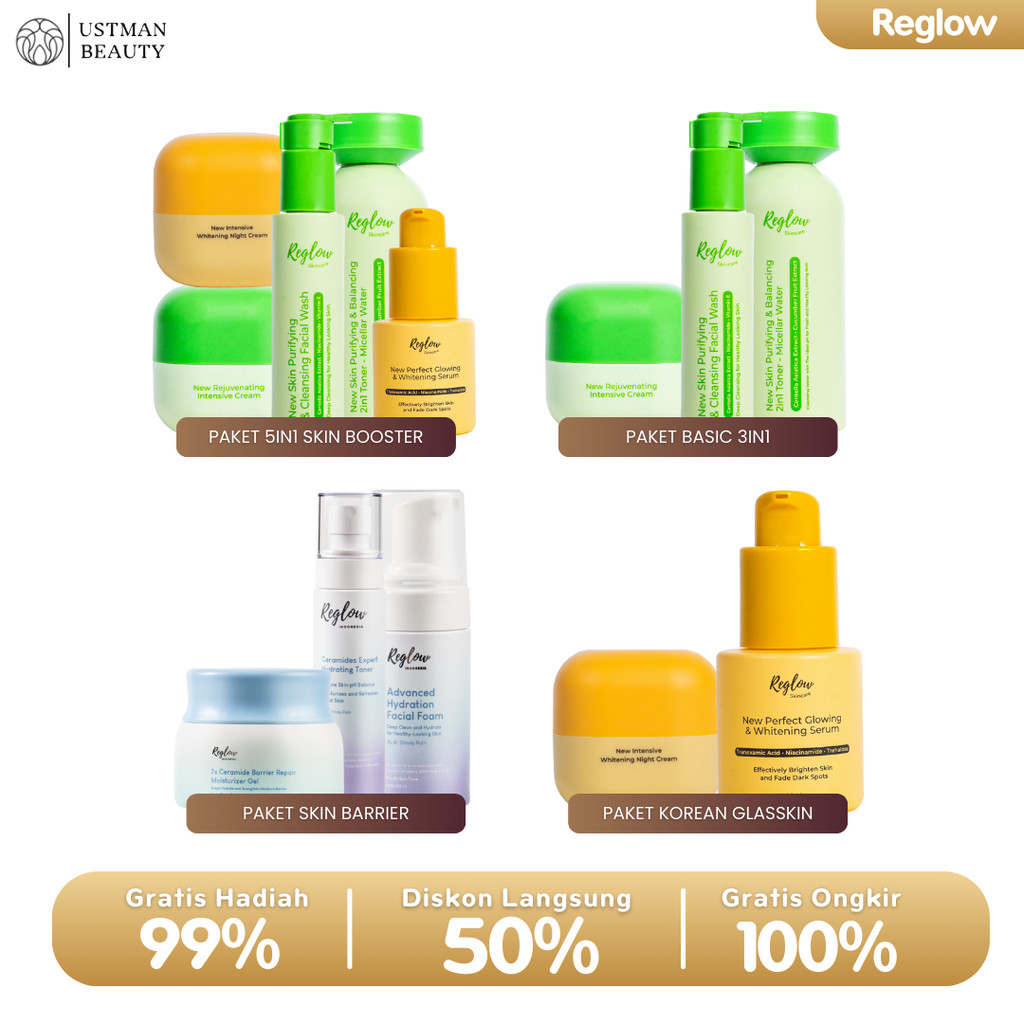 REGLOW ALL PAKET WHITENING ANTI ACNE 5 IN 1 DARKSPOT BASIC SKIN BARIER AMAN UNTUK BUMIL BUSUI SALE
