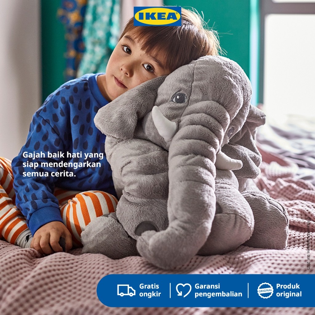 TINYHUGS IKEA JATTESTOR Boneka Gajah 60 cm