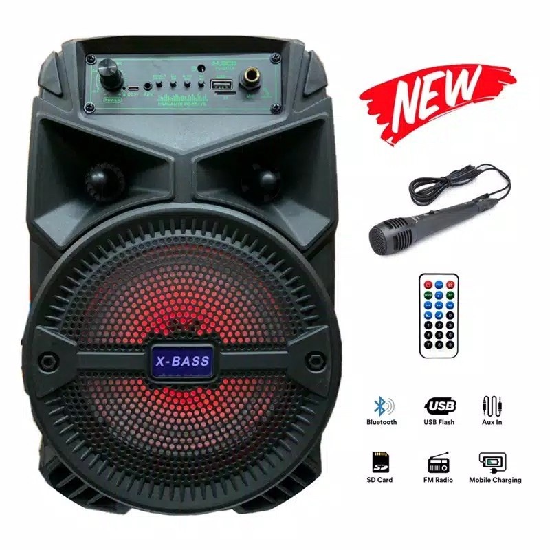 COD SPEAKER BLUETOOTH KARAOKE FLECO 2INCH F-6011A/B/C PLUS MIC KARAOKE X-BASS / SPEAKER SALON AKTIF 