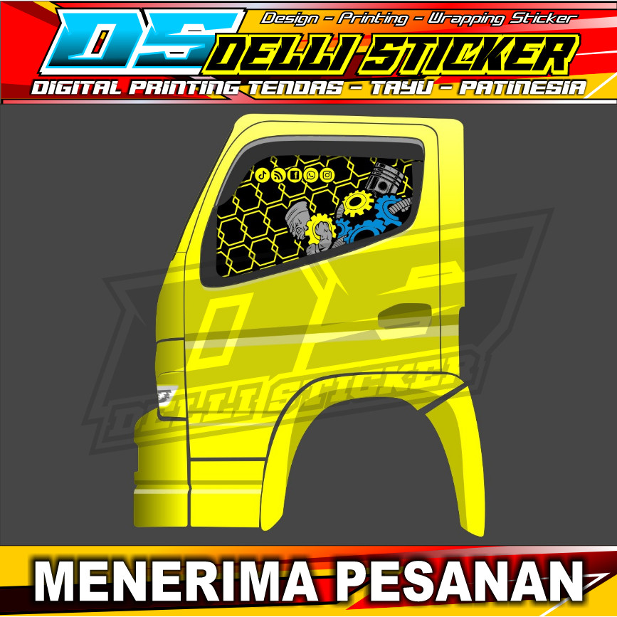 Stiker One Way Truk - Kaca Pintu Samping Model Jaring-jaring