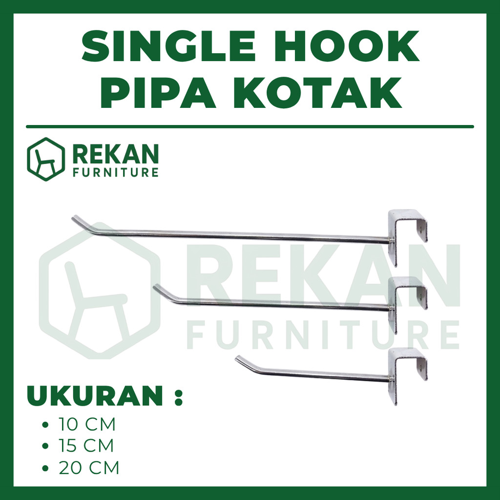 Single Hook Pipa Kotak Rak Display Gantungan Barang Besi