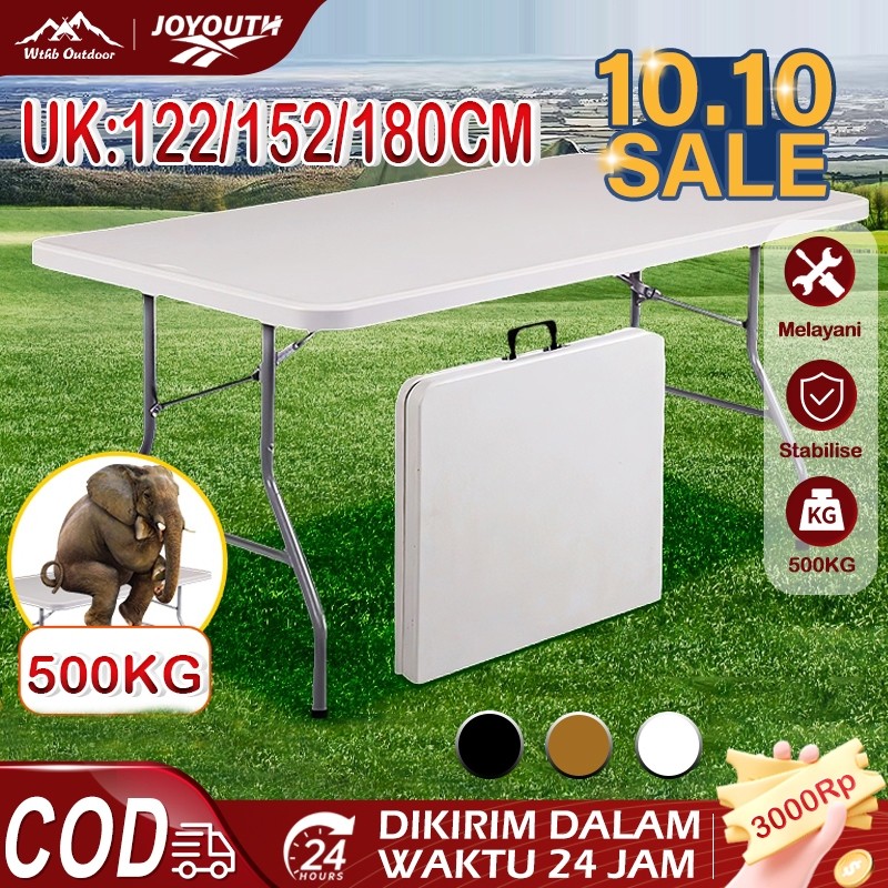 TOKOAKSA JOY Meja Lipat/Meja Lipat plastik/Meja Lipat Outdoor/Meja Serbaguna/besar Makan Meja