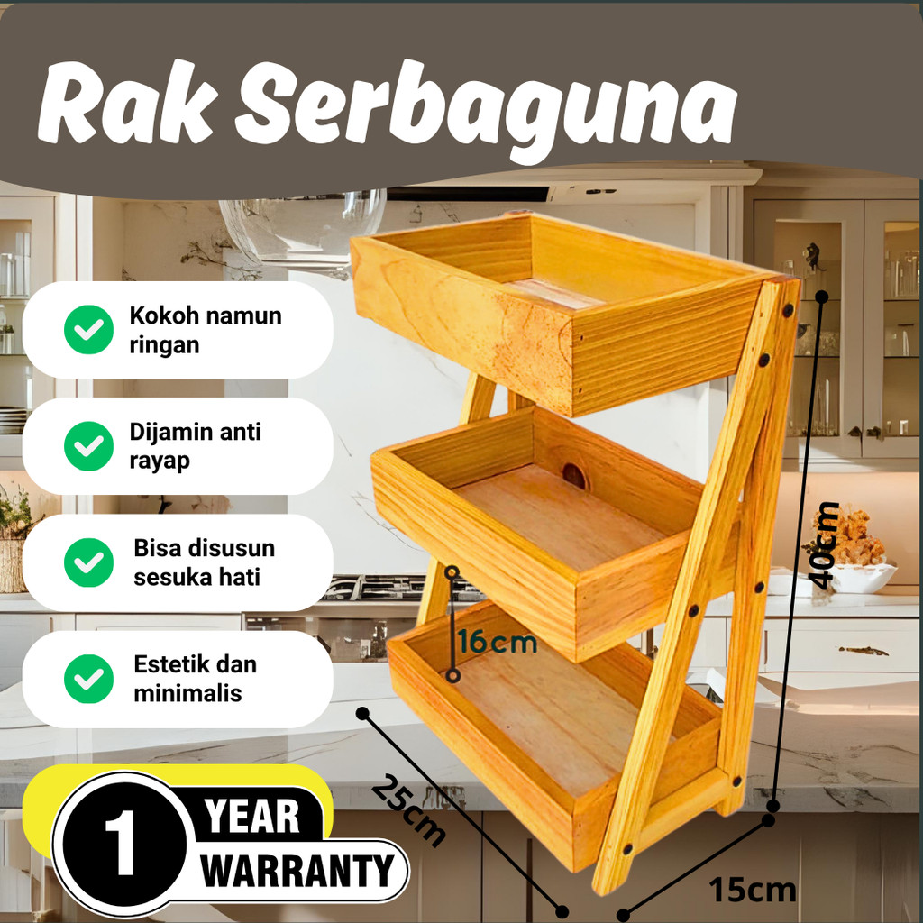 Rak Bawang Susun KAYU JATI Gratis Stiker Tempat Telur Bumbu Dapur Unik Aesthetic Kualitas Premium