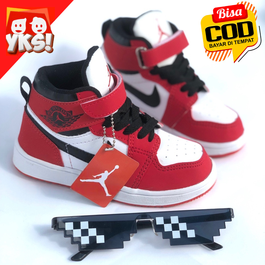 LELYSHOP (BISA COD) Sepatu sneakers anak jordan (26-35) MERAH untuk cowo cewe laki laki dan perempua