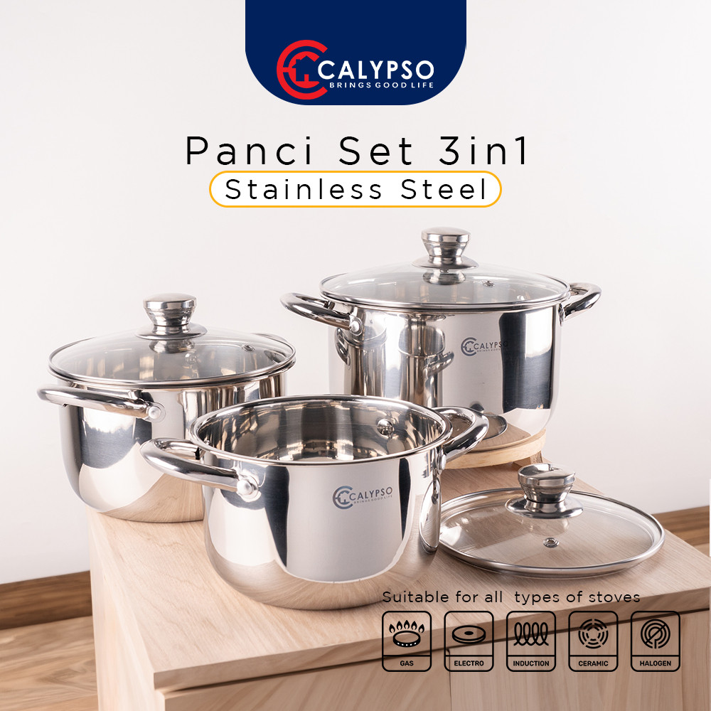 Calypso Panci Kuah Panci Set 3in1 Multifungsi Stainless Steel