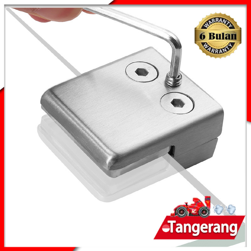 Penjepit Kaca / Ambalan Penjepit Kaca Kotak Stainless / Tatakan Penyangga Kaca Jepitan / Ambalan Pen