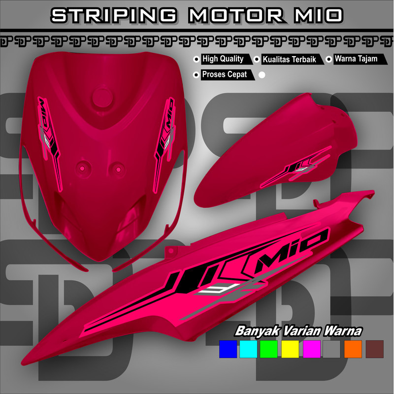 Striping Mio Sporty Smile Soul List Ori Api | Merah Biru Hitam Kuning | Decal Motor Transparan