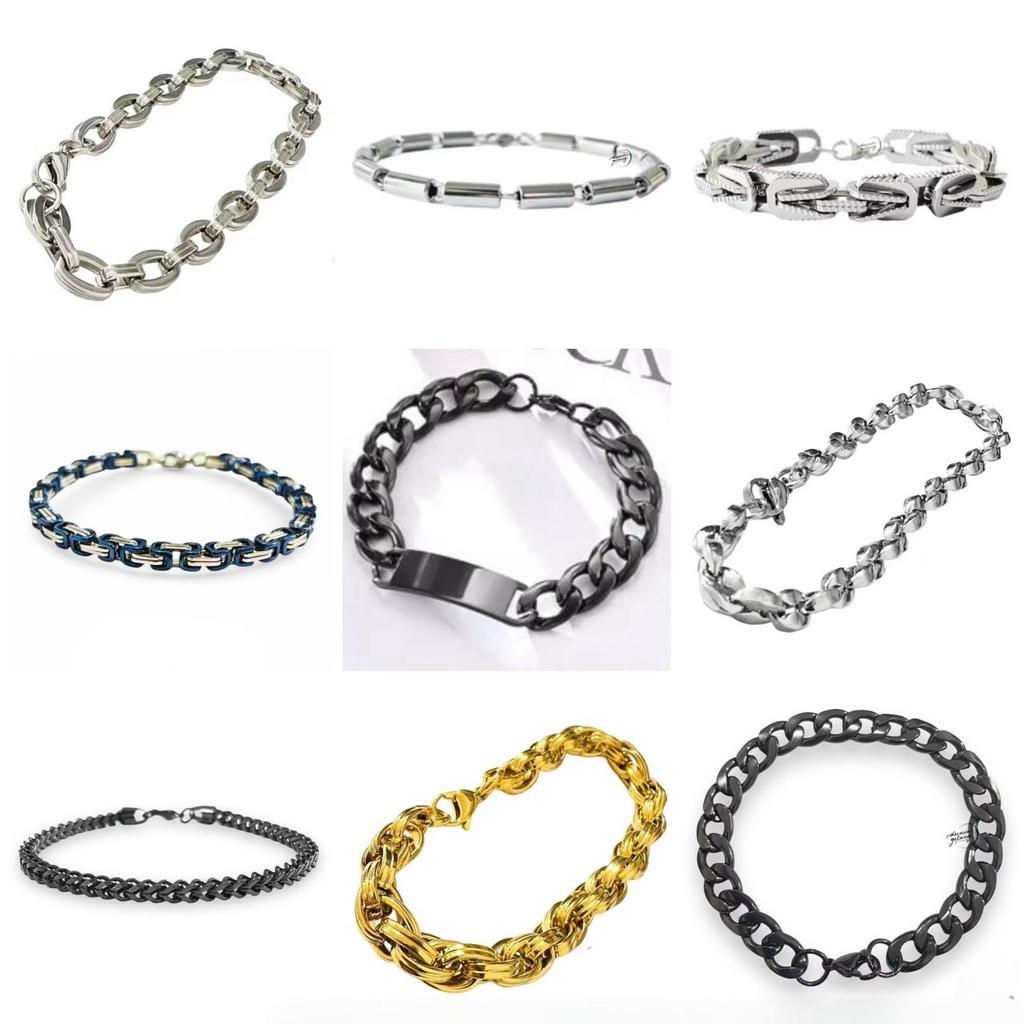 Gelang Pria Titanium Stainless Steel 316L Rantai Tambang