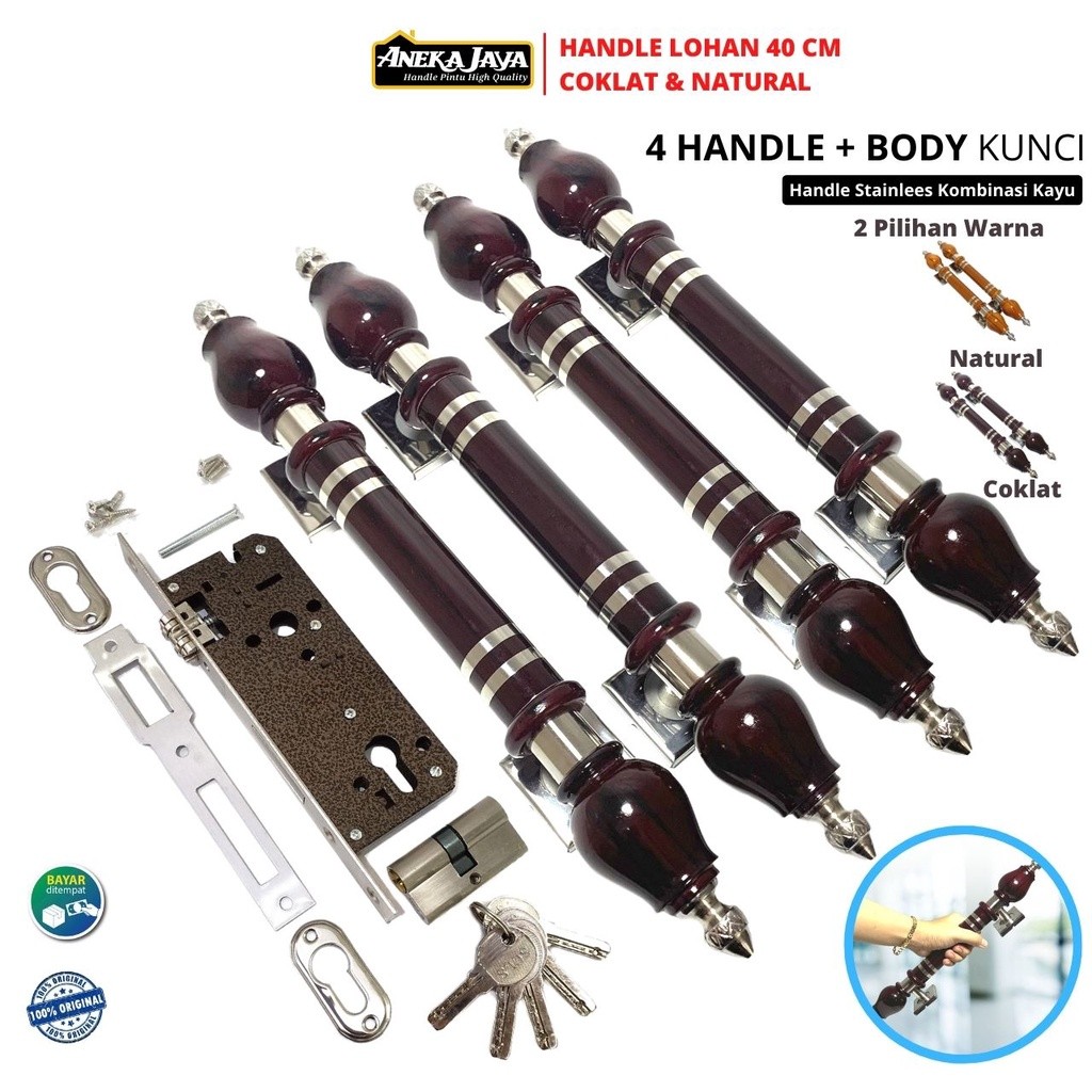 1 set handle pintu kunci panjang 40 cm / gagang pintu / tarikan pintu / pegangan pintu rumah minimal