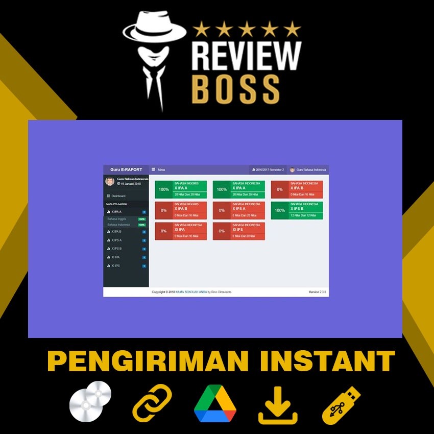 APLIKASI LAPORAN NILAI RAPOT RAPORT ONLINE SD SMP SMA SMK SMEA BERBASIS WEB WEBSITE FULL VERSION LIF