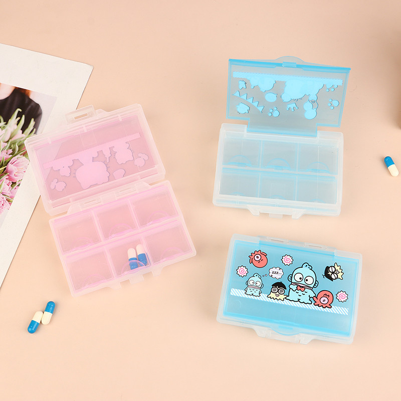 Kawaii Hello Kitty Kuromi Melody Cinnamoroll Portable Mini Pill Box Outdoor Travel Medicines Storage