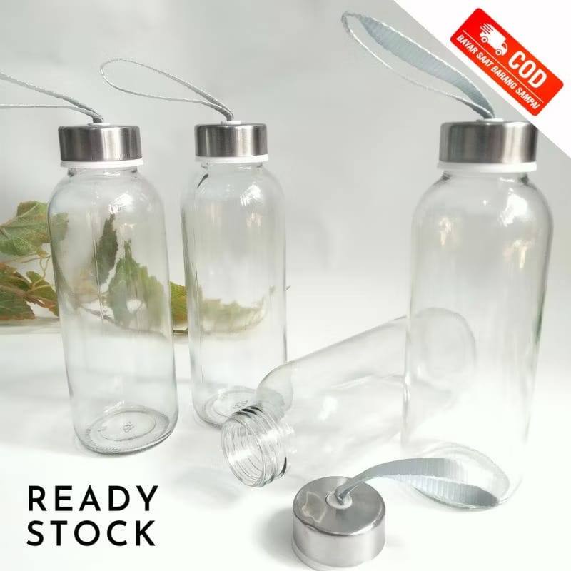 BOTOL MINUM KACA BENING / BOTOL SOUVENIR KACA 420ML /botol souvenir