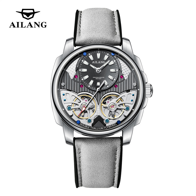 Jam Tangan Original Pria AILANG Double Tourbillon Series Luxury Mechanical Watch for Men Fashion Lea