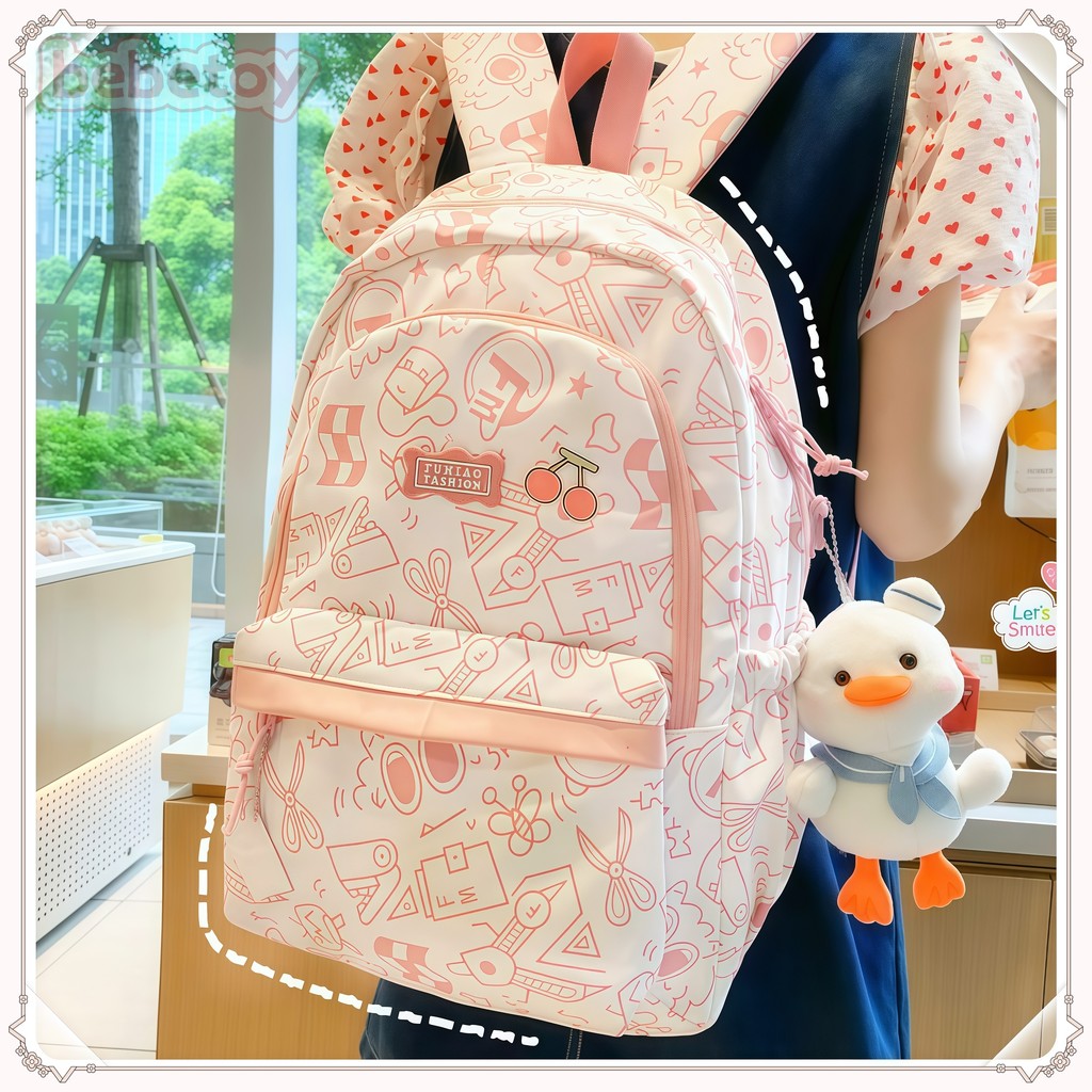[COD]Grafiti Tas Ransel Sekolah Wanita/Tas Sekolah Korean Style Aesthetic/Ins Wanita Tas/Tas Sekolah